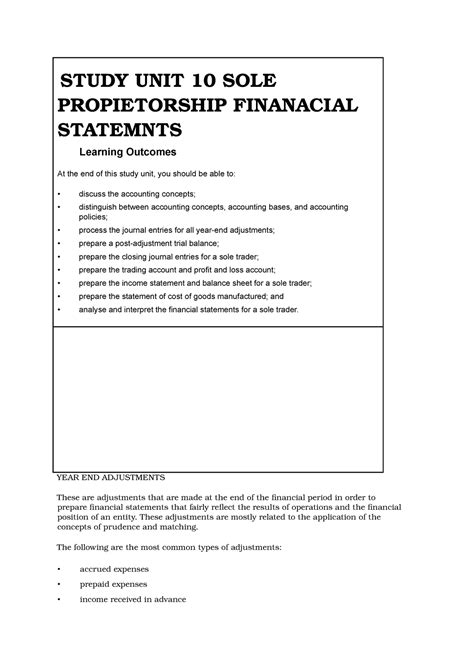 Preparing statements for proprietorship study guide. - Handbook on wealth and the super rich by iain hay.