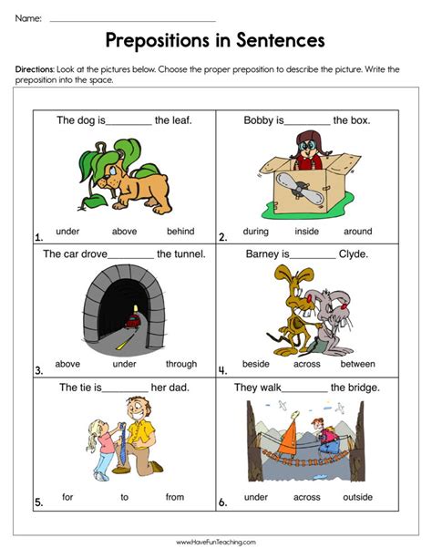 Prepositions in Sentences Worksheet Have Fun Teaching