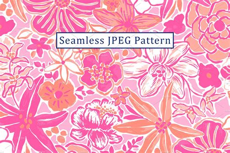 Preppy Pink and Peach Floral Pattern PreDesigned Graphics