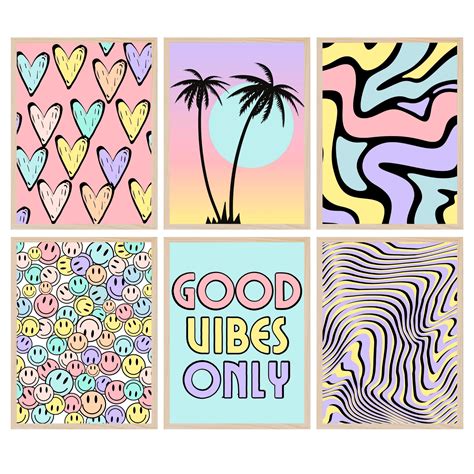 Preppy beach posters Set of 3 prints Pink girly w