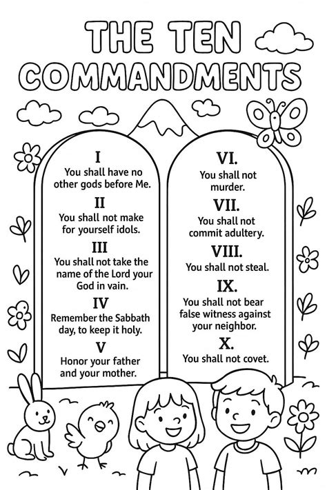 Preschool 10 Commandments Coloring Page