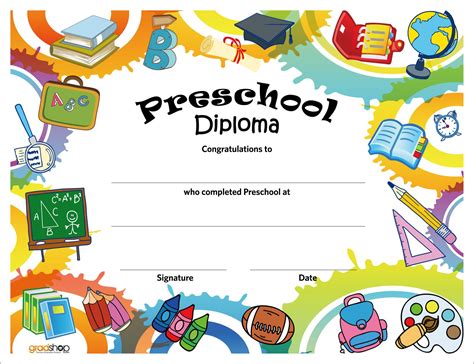 Preschool Diplomas Template Printable Free