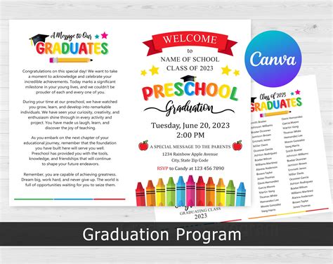 Preschool Graduation Programs Template Simple Template Design