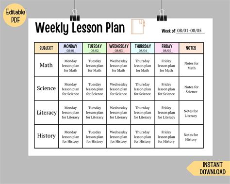 Preschool Lesson Plan Templates Weekly
