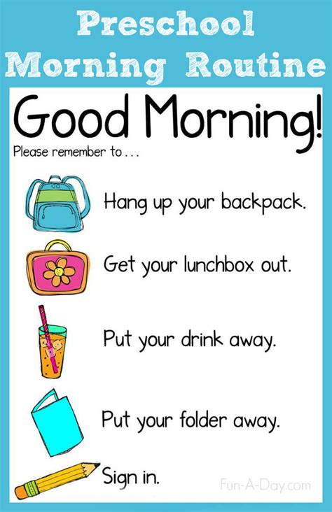 Preschool Morning Routine Chart