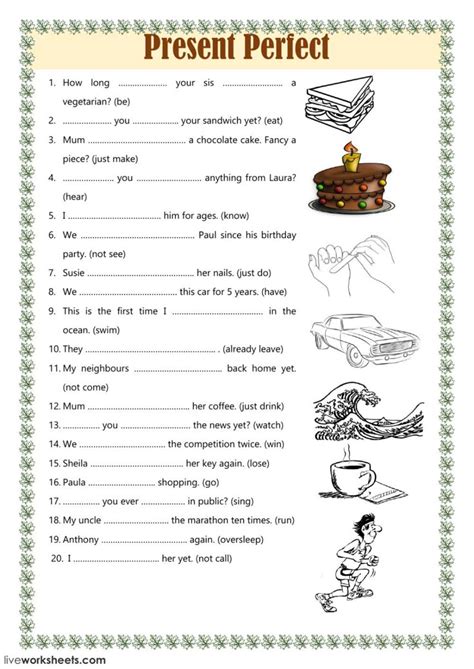 Present Perfect Worksheet Printable