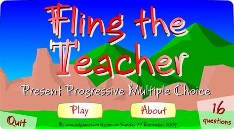 Present Progressive Action Verbs Game - Fling the Teacher Game