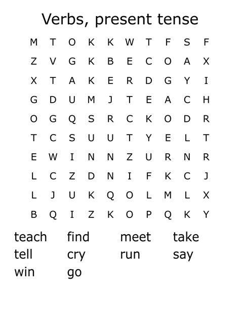 Present Simple Word Search Printable Word Search Maker