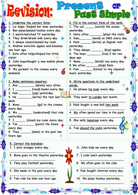 Present simple past simple exercises.  There are also three simple tenses, three con...