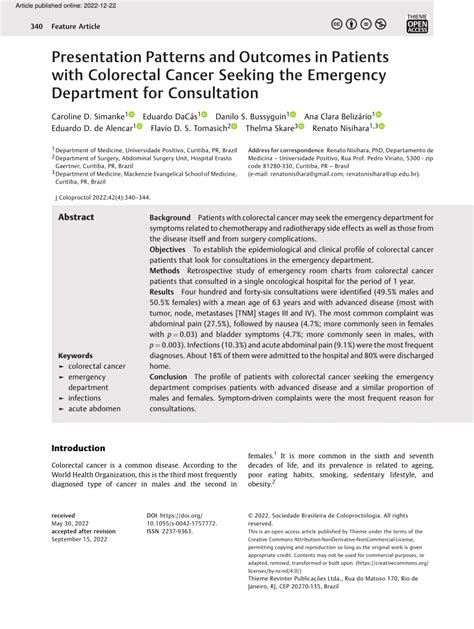 Presentation Patterns and Outcomes in Patients with Colorectal …