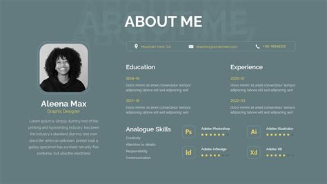 Presentation about myself template.  Free Professional About Me and About Us Slide Templat...