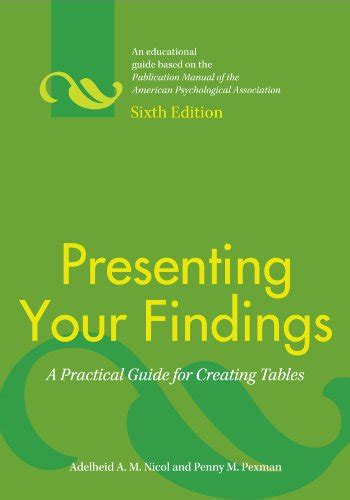 Presenting your findings a practical guide for creating tables sixth edition. - Das handbuch zur organisatorischen ausrichtung von h james harrington.