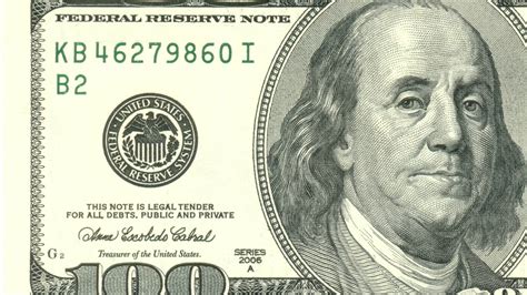 Jun 26, 2023 · 100 dollar bill with President Benja