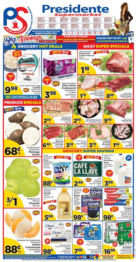 Presidente weekly ad. Nov 5, 2020 · Presidente Supermarket #51. 2675 S. Military Trail. West Palm Beach, FL 33415. Phone: 561-273-1901. Hours: Mon – Sat 7AM to 9:45PM. Sun 7AM to 8:45PM. Seven days a week. 