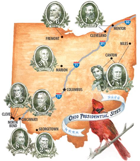 Presidents from ohio map
