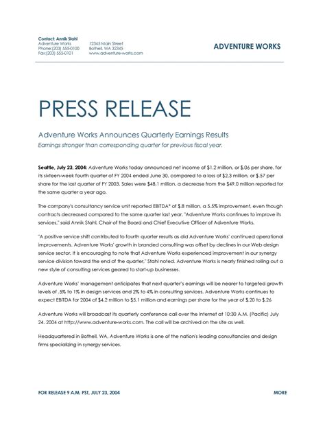 Press Release Form