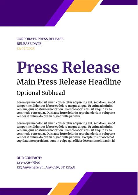 Press release template, Google Docs version Google Docs