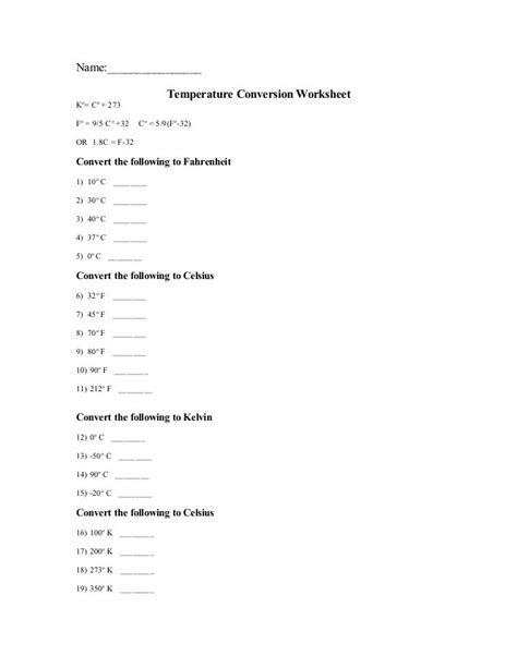 Pressure And Temperature Conversions Worksheet Kayra Excel