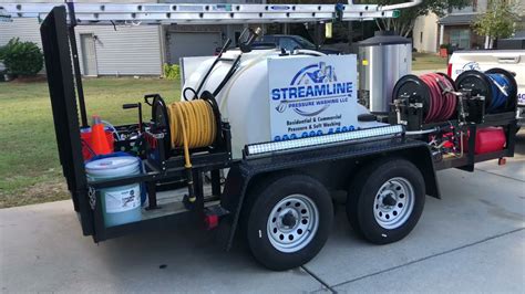 Pressure washer trailer setup. Here is our 6x10 pressure washing trailer we set up for residential and commercial cleaning in Vancouver, WA. This rig can handle, House Washing, Roof Cleani... 