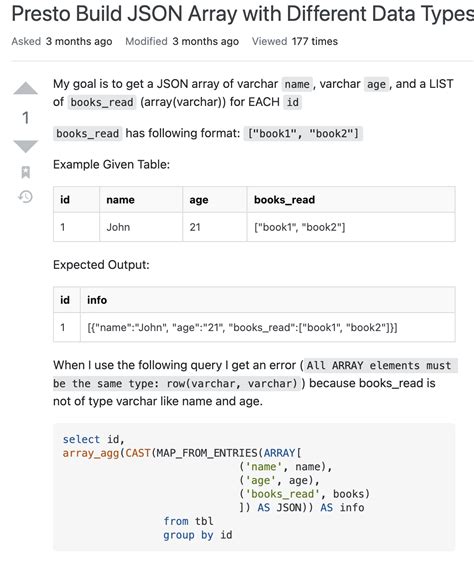 Presto Build JSON Array with Different Data Types