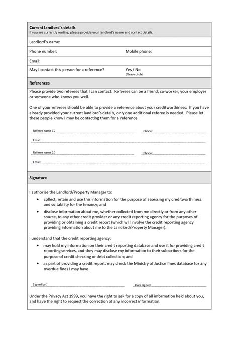 Pretenancy Application Form Free Download