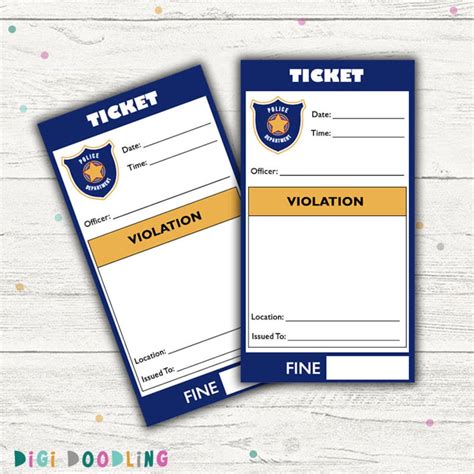 Pretend Police Ticket Template