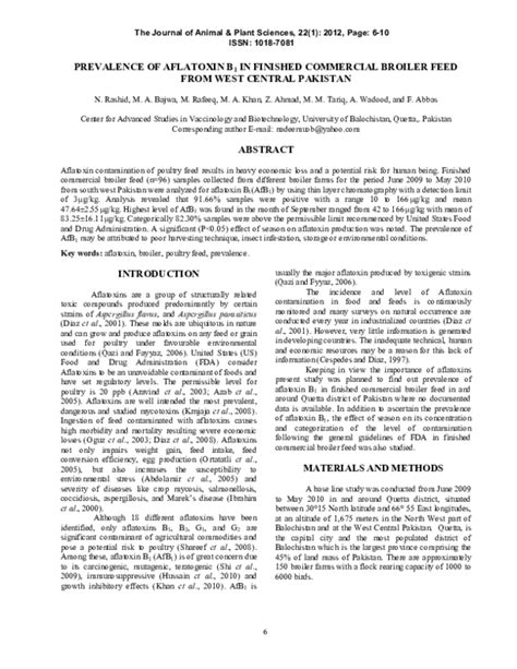 Prevalence of aflatoxins contamination in commercial broiler …