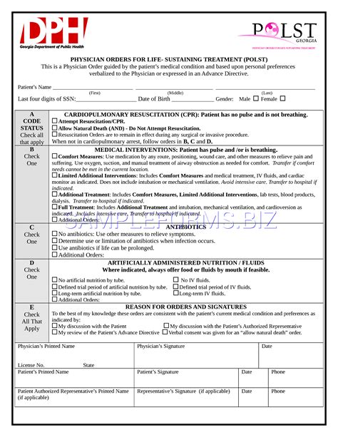 Preview PDF POLST Form, 2