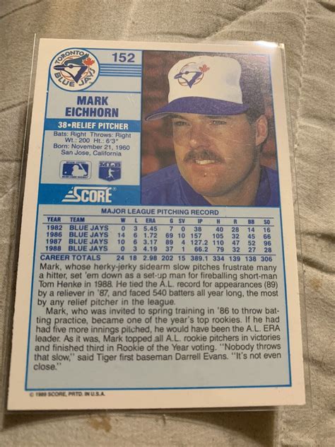 Price - 1989 Score 152 Mark Eichhorn Trading Card Database