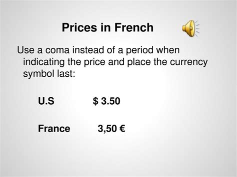 Price In French