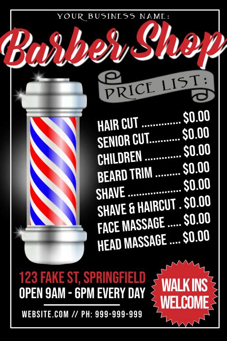 Price List Barbershop
