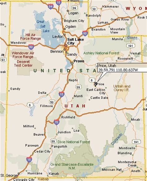 Price Utah Map