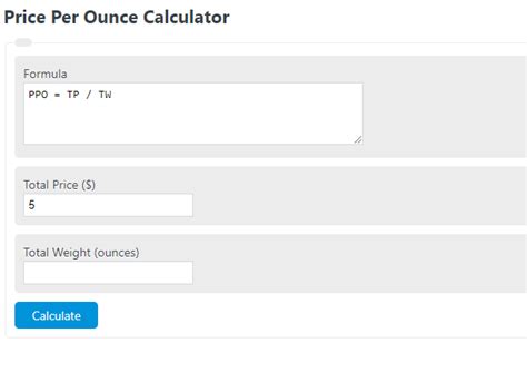 Price per ounce calculator. Things To Know About Price per ounce calculator. 