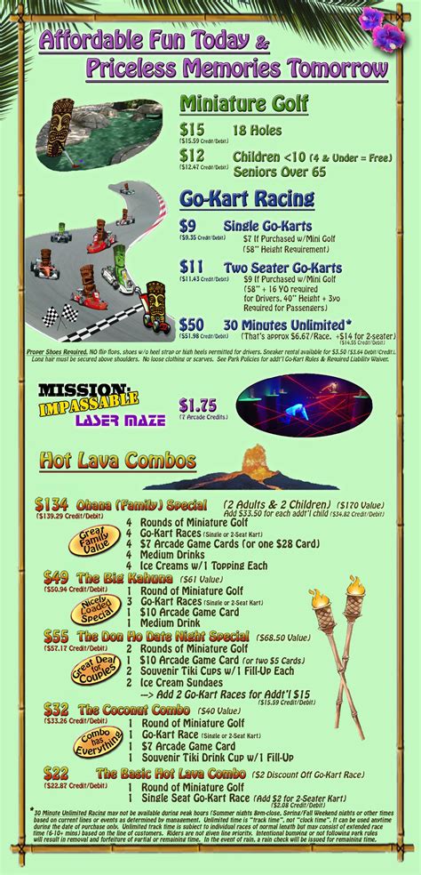 Prices - Tiki Action Park