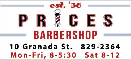 Prices Barber Shop Saint Augustine
