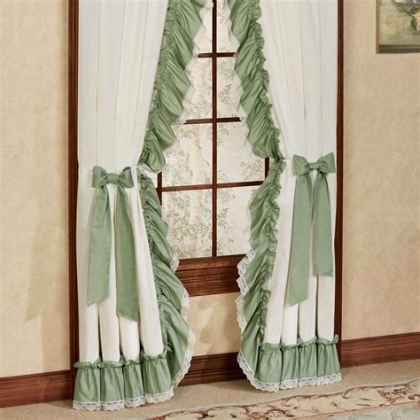 Pricilla curtains. Tailored Tier curtains are used to cover the lower portion of your windows or used alone on shorter-length windows. Each curtain panel is constructed with a 1.5-inch header and a 1.5-inch rod pocket. Sold in pairs (2 panels) width measures 56 inches (both 28-inch panels together). 