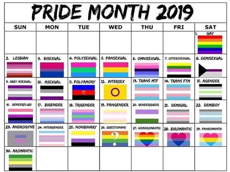 Apr 26, 2024 · Pride Month is in June every year. In 2024, it begins on Saturday, June 1 and ends on Sunday, June 30. Pride celebrations – including parades, festivals, parties and picnics – are held ... . 