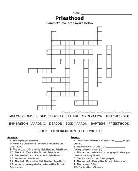 Find the latest crossword clues from New York Times Crosswords, LA Times Crosswords and many more. ... Crossword Solver / USA Today / priest's-home. Priest's Home Crossword Clue. We found 20 possible solutions for this clue. We think the likely answer to this clue is RECTORY. You can easily improve your search by specifying the number of .... 
