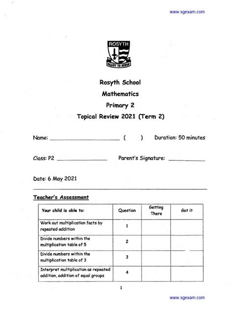 Primary 2 mathematics questions pdf. pdf 2025-P2-Maths-Term 2 Revision-Rosyth. p...
