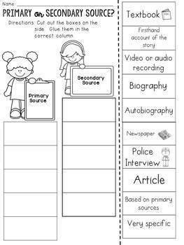 Primary and secondary sources pdf worksheet