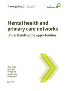 Primary care networks and mental health The King