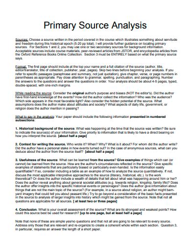 Primary source analysis example