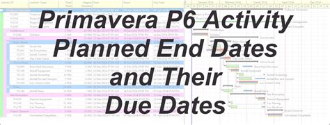 Primavera P6 Activity Planned End Dates and Their Due Dates