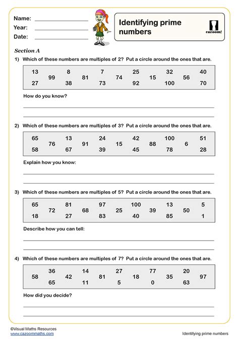 Prime Numbers Worksheet