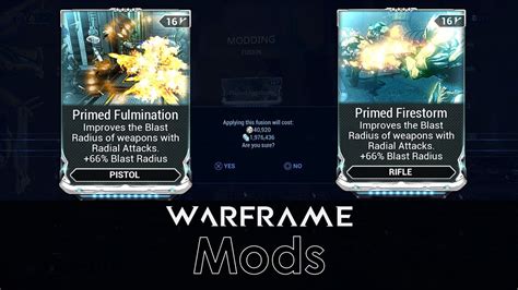 Primed fulmination. Primed Fulmination: affects the explosion, but not the vacuum. Enemies that get vacuumed do not benefit much from having the slightly improved damage fall off, where as the enemies that missed the vacuum and are now getting hit with the explosion are getting hit with the explosion when its falloff is most punishing. 