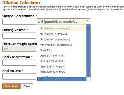 Primer dilution calculator. .  ...