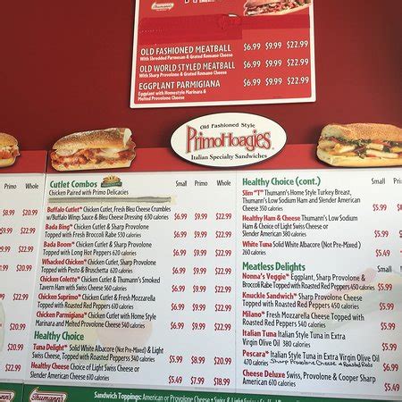 Primo hoagies menu pdf. Up-to-date prices and the latest Primo Hoagies menu, including Italian-style food, Turkey Breast, cheese, roast beef, ham and others. 