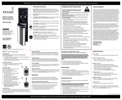 Primo water dispenser instruction manual. If looking through the Primo Water 601142 user manual directly on this website is not convenient for you, there are two possible solutions: Full Screen Viewing - to easily view the user manual (without downloading it to your computer), you can use full-screen viewing mode. To start viewing the user manual Primo Water 601142 on full screen, use ... 