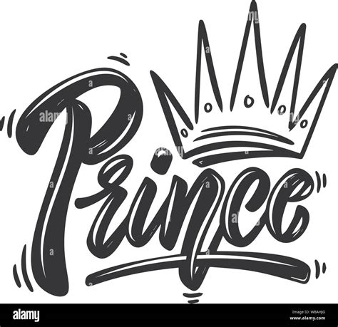 Prince. Lettering phrase with crown on white background. Design element