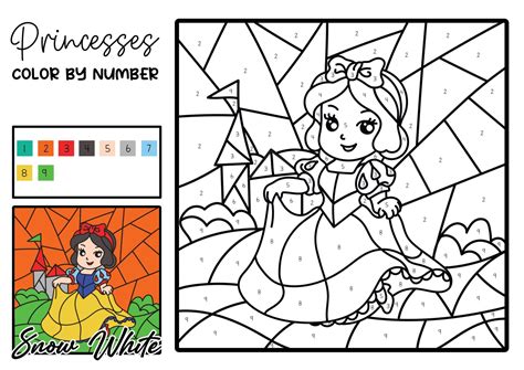 Princess Color by Number Printables